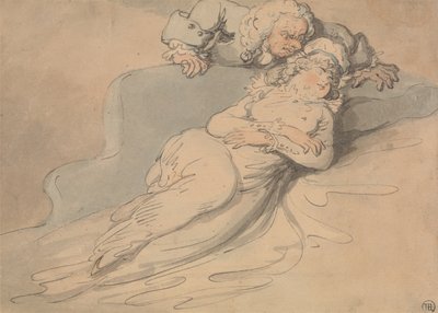 Schlafende Frau von einem Mann beobachtet von Thomas Rowlandson